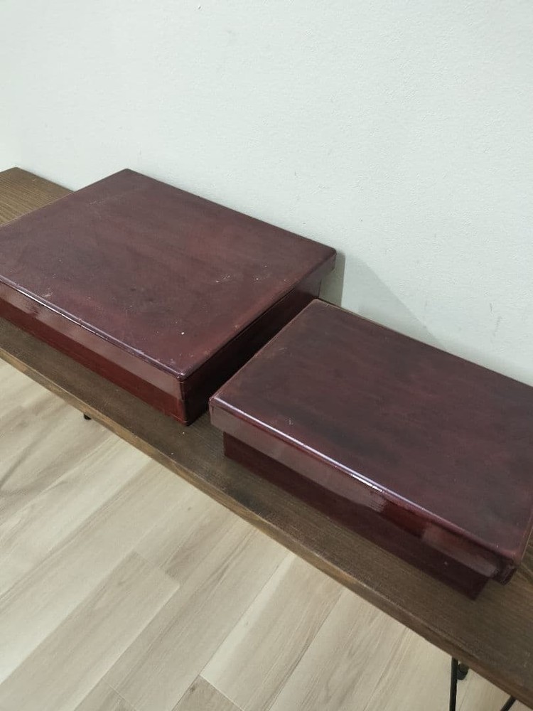 Jubako Bento Box Japanese Lacquered heavy box set of 2 Showa retro