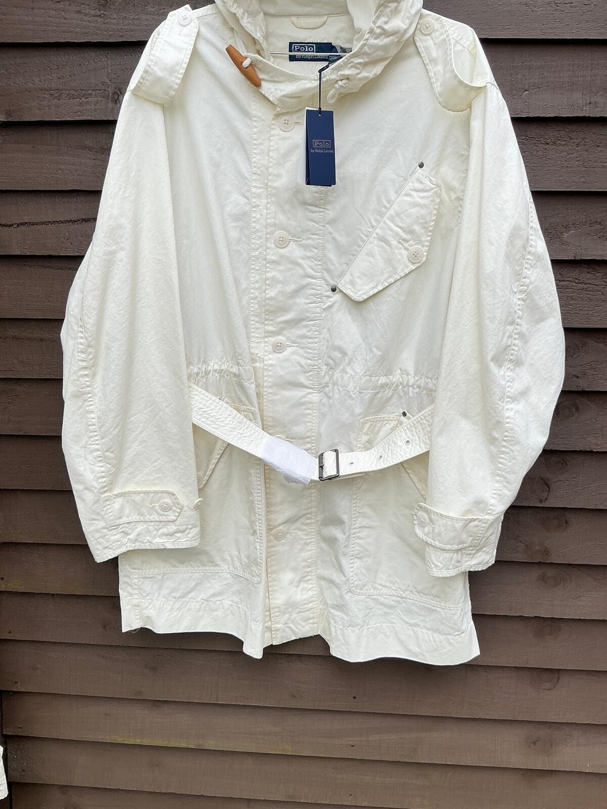 Polo Ralph Lauren DMZ Ventile Parka Jacket Mens Large White Hooded Belted BNWT image 3
