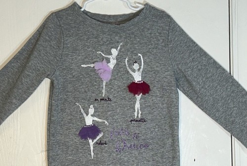 Gymboree Little Girl's Sz 5/6 Sweatshirt Gray Long Sleeve Ballerinas in Tutus - Picture 6 of 10