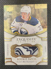 2018-19 UD EXQUISITE COLLECTION CASEY MITTELSTADT GOLD ROOKIE PATCH #ed 10/25