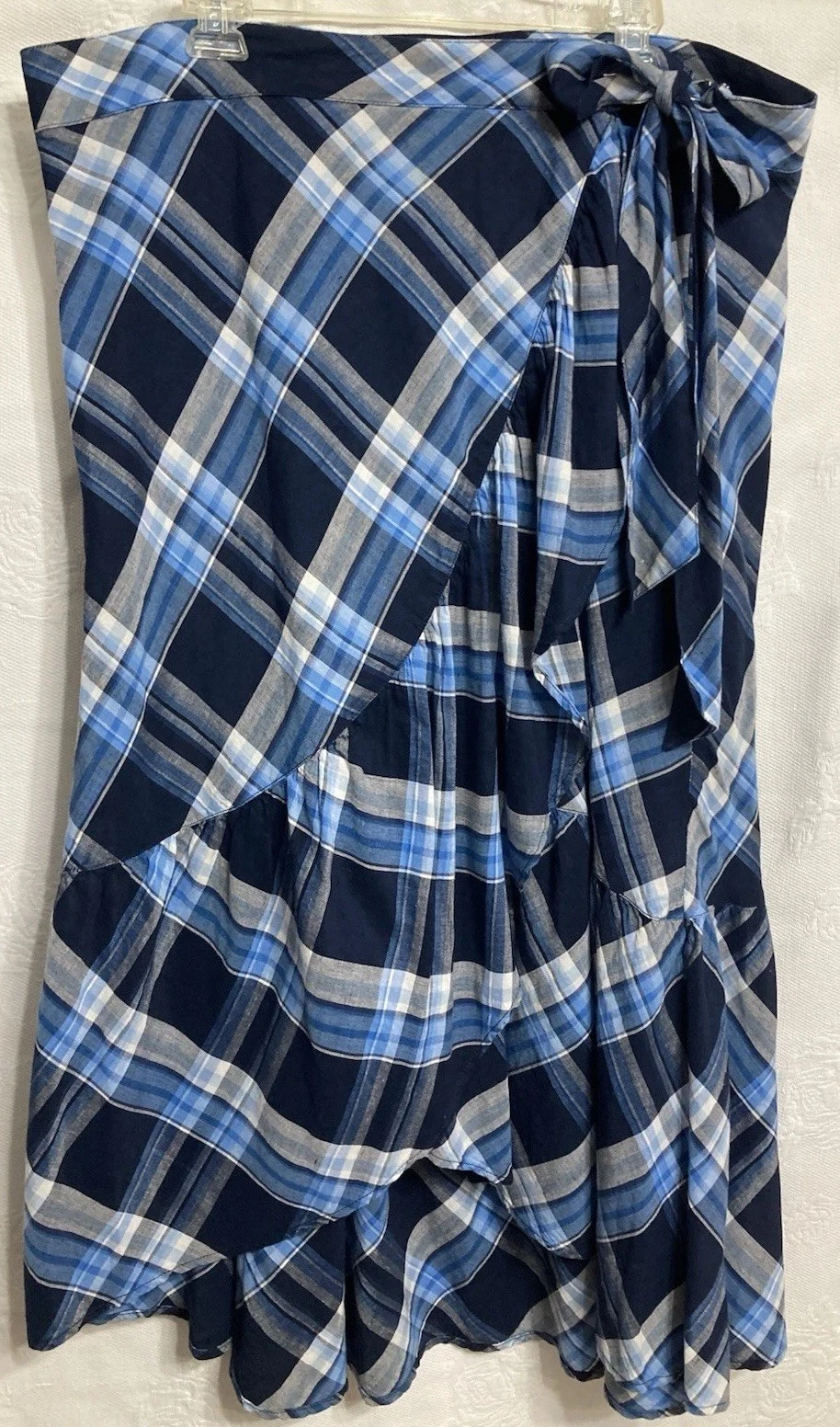 Navy Coastal Vacation Linen/Cotton Layered 16 Blue Nautical Ralph Lauren Skirt