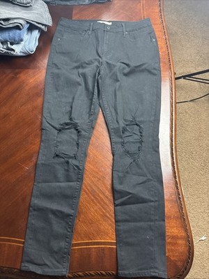 Levi s 721 High Rise Skinny Distressed Black Jeans Size 32