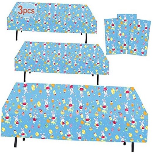 Easter Plastic Tablecloth | 3 Pcs Pack (54” Inch Wide x 102” Inch Long) |