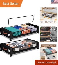 Under Bed Storage with Wheels, UnderBed Storage Containers with Clear Lid and...
