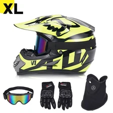 DOT Motocross Helmet Pitbike Dirtbike Off Road Helmet w/ Goggles/ Gloves/Mask XL