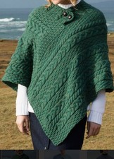 women's aran wool poncho