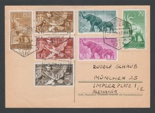 IMTZ Guinea Fauna Africana Elephant & Bird Postcard 1958