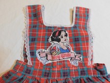 VTG SNOW WHITE DRESS PINAFORE SMOCK HOMEMADE 70's GIRLS 3T 4T RED PLAID