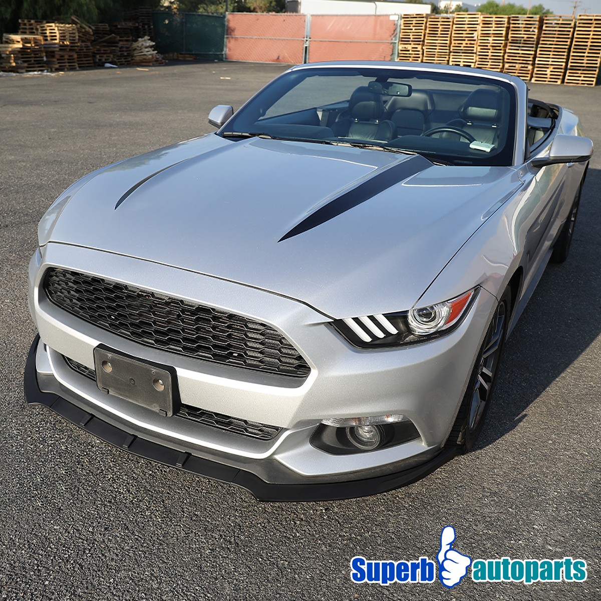 Fits 2015-2017 Ford Mustang Front Bumper Lower Splitter Spoiler Lip 3PC Set