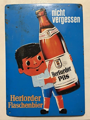 Herford Metal Sign Advertising Sign "Don't Forget" Portrait Drinks Motif