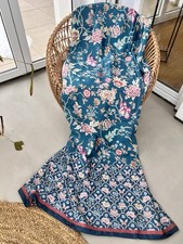 Bassetti Stoff VICENZA B1 Blau SATIN 250x120 f Decke Läufer Vorhang Kissen NEU