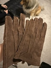 H&M Brown Suede Leather Women Gloves Size M. New. 