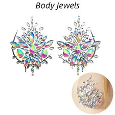 Crystal Rhinestone Acrylic Chest Jewels Fake Temporary Tattoos DIY Women's Face