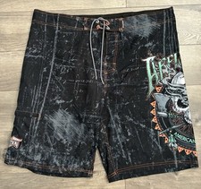 Affliction Board Shorts Size 42 Native American Customs Skull Vintage Y2K Surf