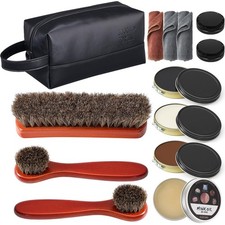 13 Pcs Shoe Polish Kit, Leather Boot Care Kit for Men, Black Shoes Shine Kit ...