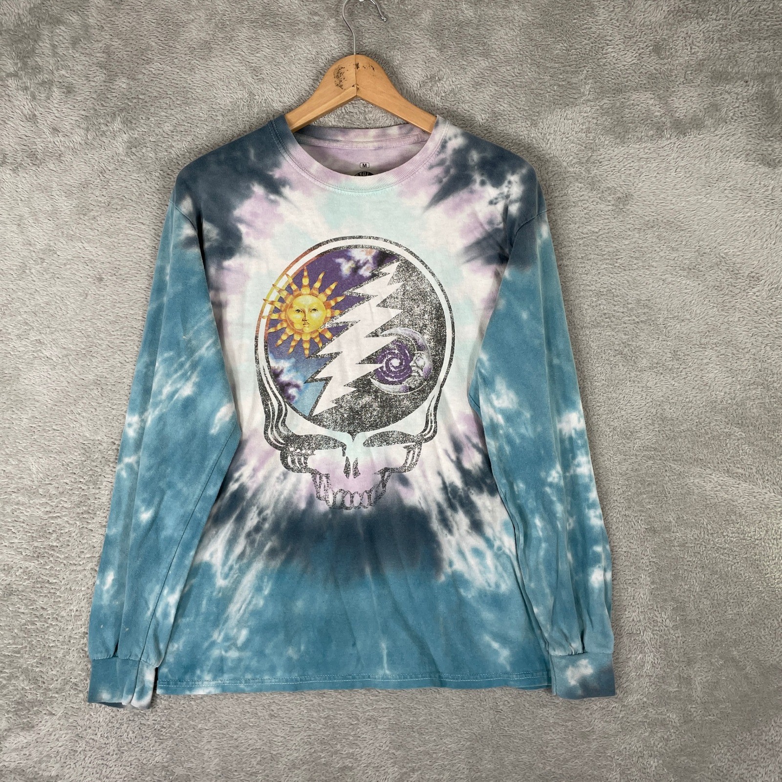 Grateful Dead Shirt Mens Medium Blue Tie Dye Summer Tour 94 Steal Your Face Tee