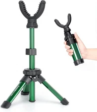 Portable Rifle Tripod - 360 Rotation V Yoke Stand, 11"-21" Height Green 