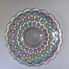 VTG Federal Glass Yorktown 1950-70’s Cake Plate Iridescent Rainbow  11 3/8"