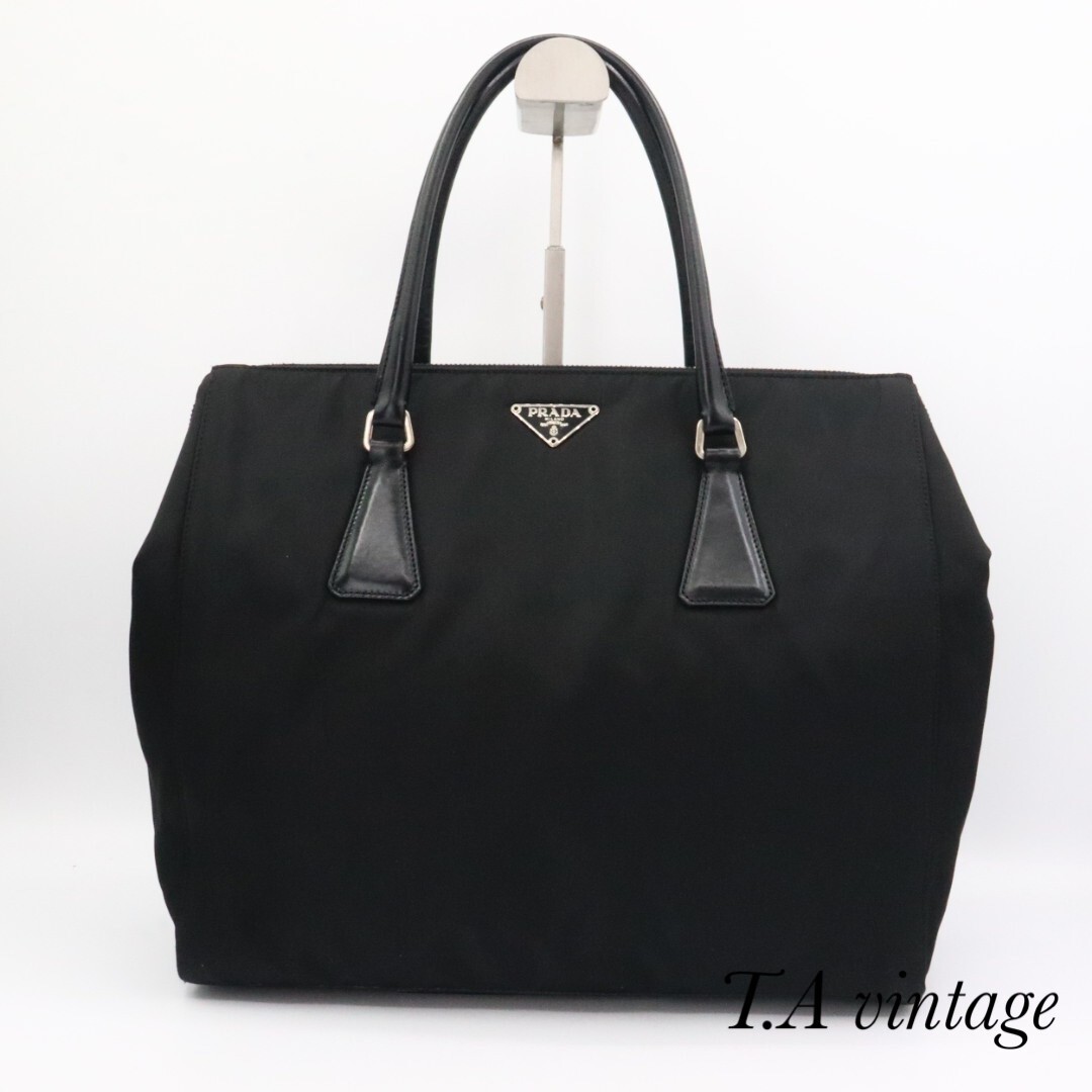 Auth PRADA Black Nylon Handbag Made in Japan
