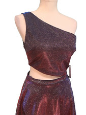 New STUDIO One Shoulder Purple Multicolor Sparkly Metallic Cut-out Dress Size 7