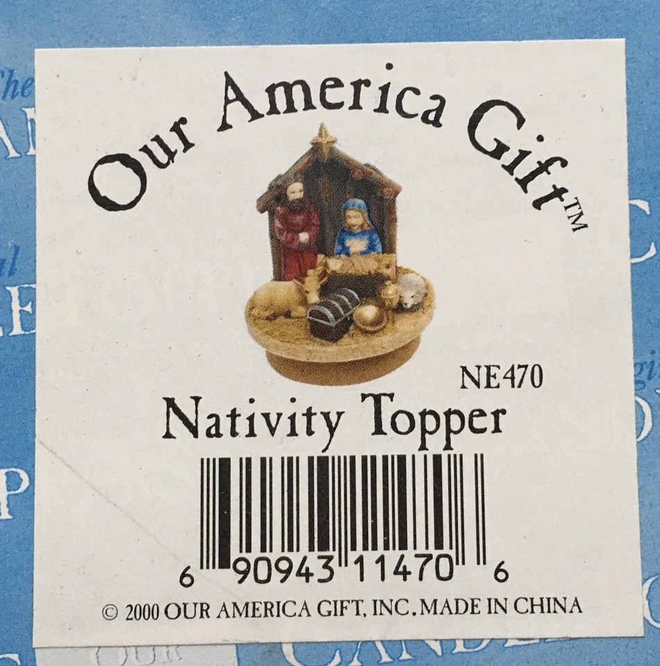 Our America Gift Nativity Creche Christmas Candle Topper Lid Jesus