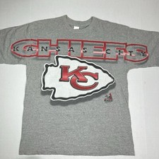 Vintage 1996 Riddell Kansas City Chiefs Graphic T-Shirt Gray Size M Made in USA