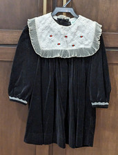 Vintage RARE EDITIONS Black Velvet Dress Lace-Collar USA - 5