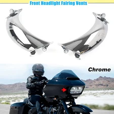 Chrome Front Headlight Fairing Vents For Harley Road Glide Special FLTRXS 15-23