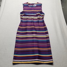 Calvin Klein 8 Dress Plum Striped Scuba Knit BodyCon Career Business Office 