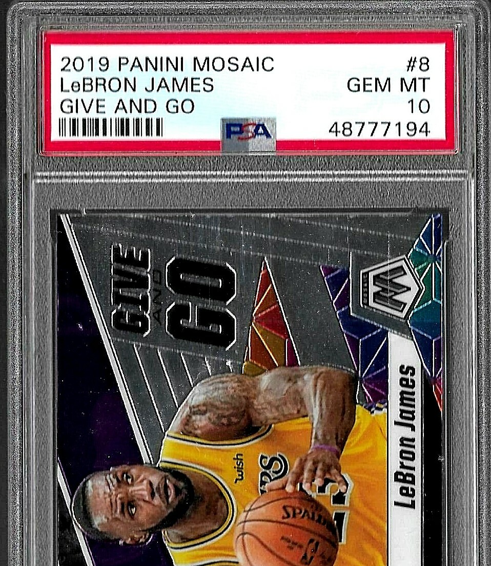 2019 PANINI MOSAIC BASKETBALL CARD #8 LEBRON JAMES PSA 10 GIVE AND 