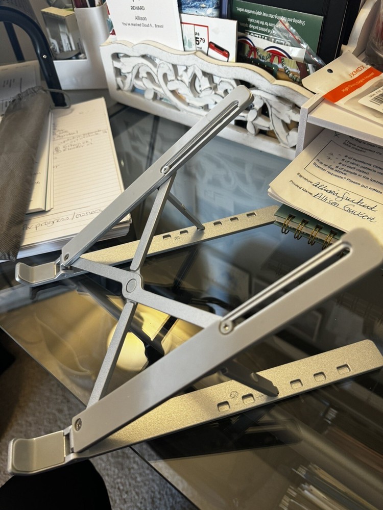 Adjustable Aluminum Ergonomic Laptop Stand Foldable Space Grey