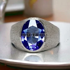 Alexandrite Oval Cut  Gemstone With 925 Sterling Silver Ring For Men's #51 *