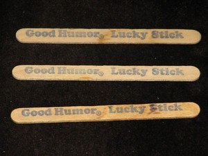 GOOD HUMOR ICE CREAM 1970'S: 3 VINTAGE LUCKY STICKS. VERY RARE & ONLY A FEW LEFT