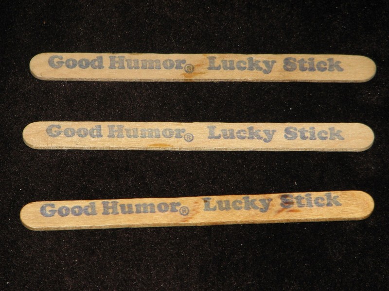 GOOD HUMOR ICE CREAM 1970'S: 3 VINTAGE LUCKY STICKS. VERY RARE & ONLY A FEW LEFT