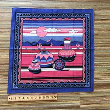 Southwestern Cotton Blend Square Bandana Desert Cactus Scene Made in USA 22"