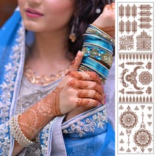 Women Brown Red Sticker Lace Tattoo Stickers Waterproof Long Lasting  