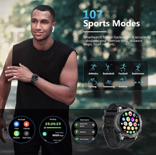 Military Smart Watch for Men (Call Receive/Dial) Rugged Tactical Fitness Tracker - Picture 3 of 24