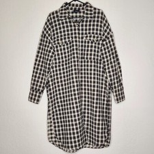 Vici Coat Shacket Women Large Brown Houndstooth Polyester Button Front Side Silt