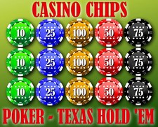 POKER CHIPS - CASINO - MONTE CARLO TEXAS HOLD EM Edible Cupcake Toppers PRECUT