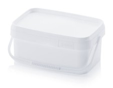 Eimer rechteckig 4,4 Liter, mit Deckel, Kunststoffbügel, weiß, 28,5 x 19,7 x 11,