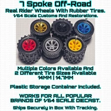 7 SPOKE Off-Road Real Rider Wheels Rubber Tire For 1/64 Scale Hot Wheel & Other