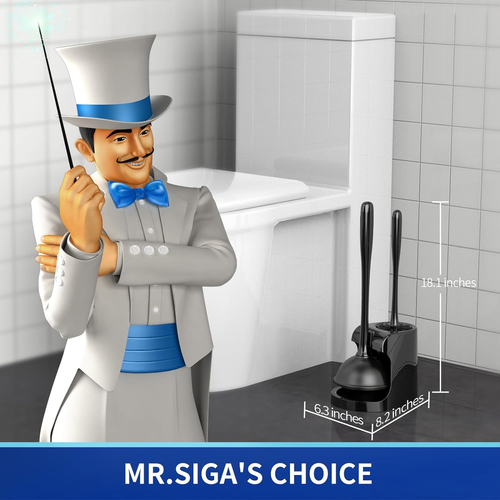 Toilet Plunger and Bowl Brush Combo for Bathroom Cleaning, Black, 1 Set - 第 2/12 張圖片