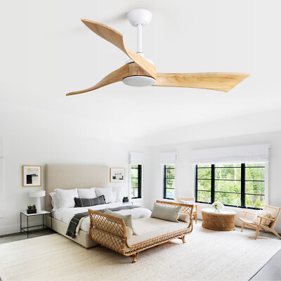 Sofucor Large 3Wood Blades Indoor Outdoor Ceiling Fan 52'' Reversible DC Quiet
