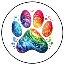 RAINBOW PAW PRINT ENVELOPE SEALS LABELS STICKERS PARTY FAVORS