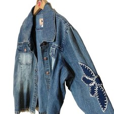 Vintage Crest Jeans Denim Floral Patch Jacket Boho 3xl