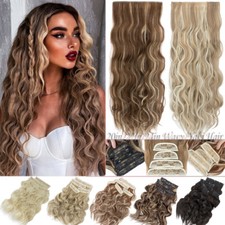 20"/22"/24" Natural Clip in Hair Extensions Full Head 4 Pieces As Human Balayage