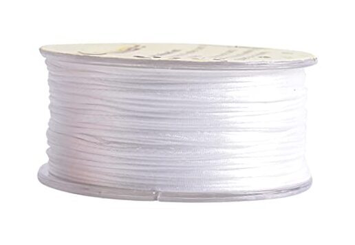 50-Yard White Nylon Satin Silk Trim Cord for Beading and Crafting 0.8mm Rattail String