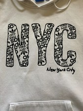 Adidas NYC Logo Hoodie Blue Tag Size Small New York City EUC