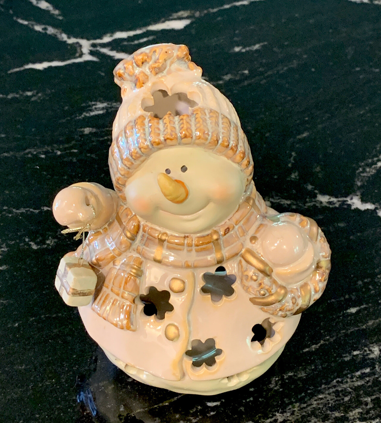 Kirkland Ceramic Christmas Snowman Candle Tea Light Holder Christmas