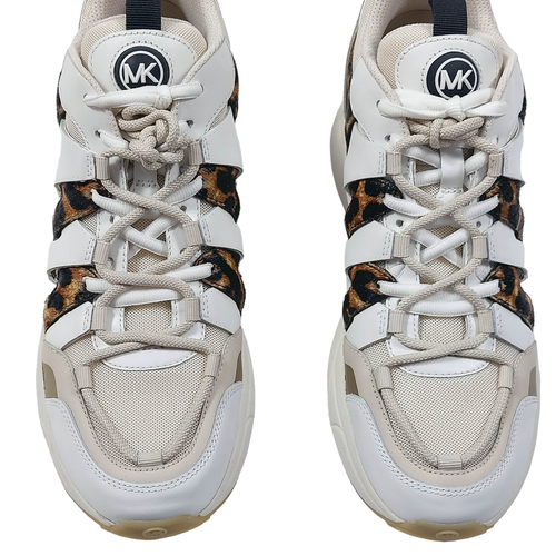Michael Kors Sneakers Womens Sz 10 Ecru Hero Trainer Animal Print Small Air Mesh - Picture 13 of 19